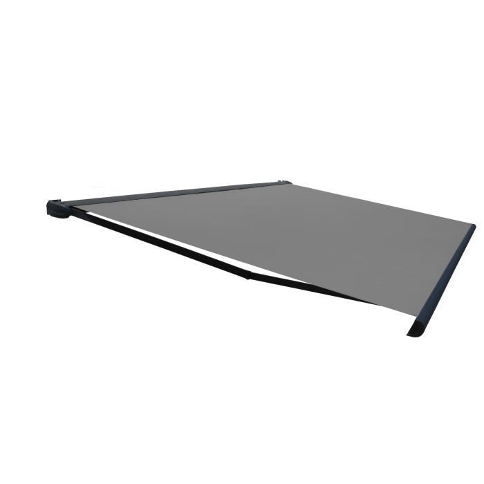 Store Banne Coffre Protect 2 Led Gris 405x35m Motorise Led Toile Grise