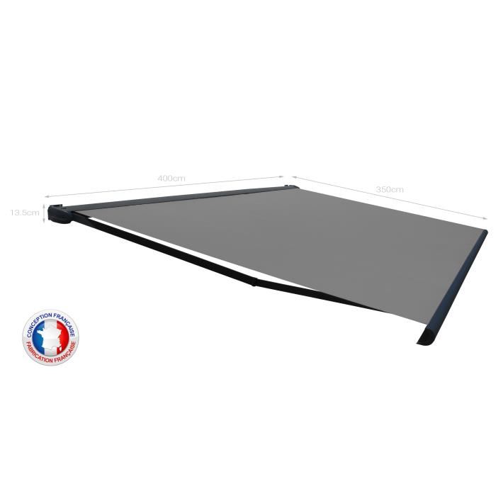 Store Banne Coffre Protect 2 Led Gris 405x35m Motorise Led Toile Grise