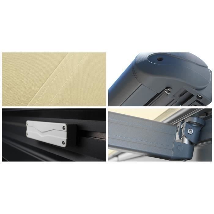 Store Banne Coffre Protect 2 Led Smart Gris 405x35m Motorise Capteur Vent Led Toile Grise