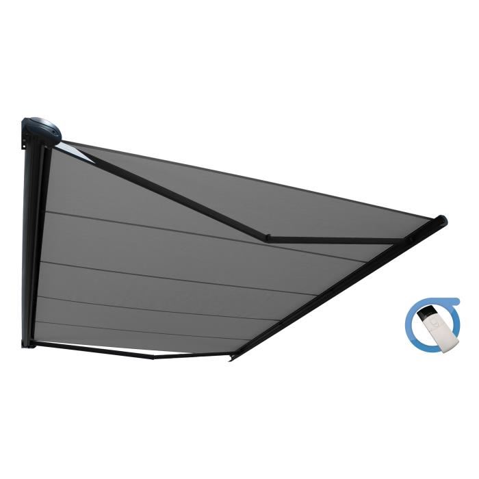 Store Banne Coffre Protect 2 Gris 5x35m Motorise Toile Grise