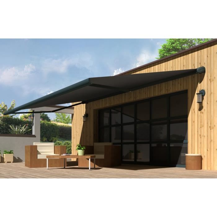 Store Banne Coffre Protect 2 Led Gris 5x35m Motorise Led Toile Grise