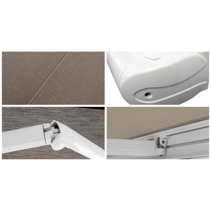 Store Banne Coffre Protect 2 Blanc 5x35m Motorise Toile Taupe