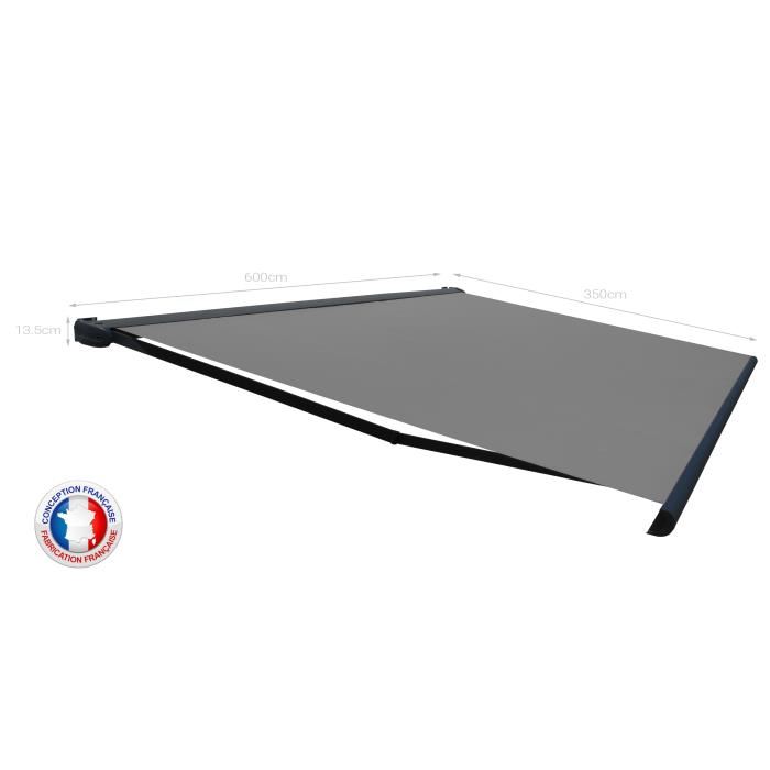Store Banne Coffre Protect 2 Led Gris 6x35m Motorise Led Toile Grise