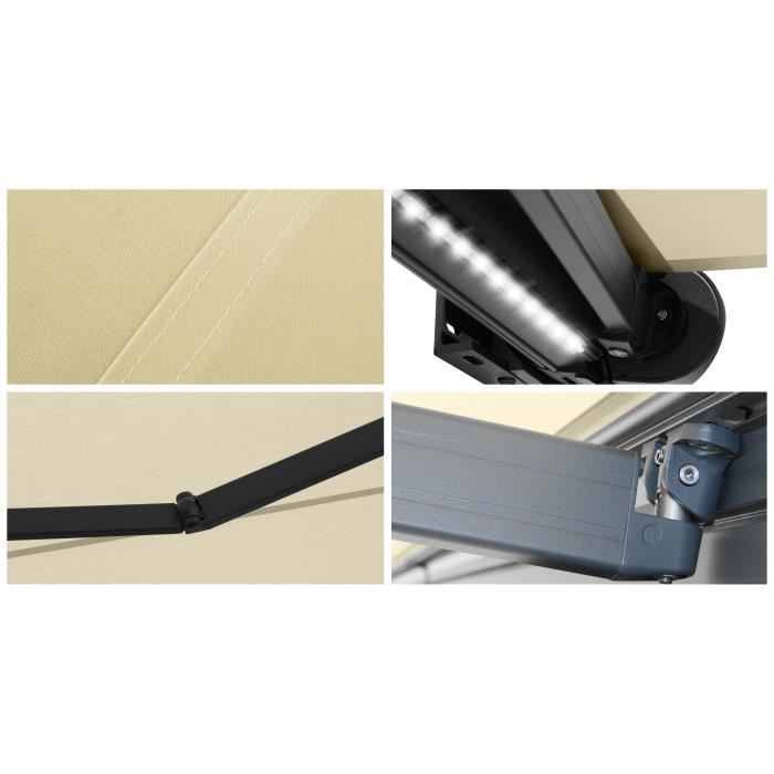 Store Banne Coffre Protect 2 Led Gris 6x35m Motorise Led Toile Ecrue