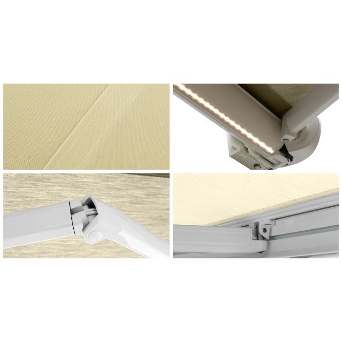 Store Banne Coffre Protect 2 Led Blanc 6x35m Motorise Led Toile Ecrue