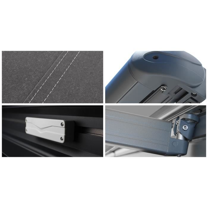 Store Banne Coffre Protect 2 Smart Gris 6x3.5m Motorise + Capteur Vent - Toile Grise