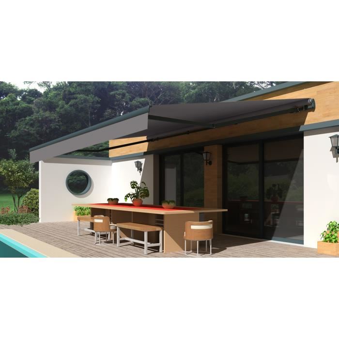 Store Banne Motorise Monobloc 4x3 M Gris Sans Coffre Structure Grise Anthracite Easy Ombrazur