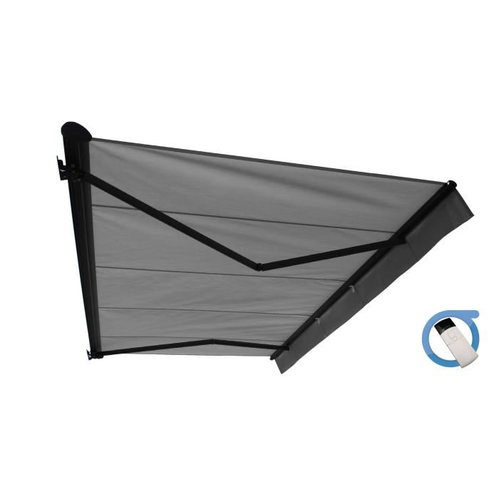 Store Banne Motorise Semi Coffre 4x3 M Gris Structure Grise Anthracite Cover Ombrazur