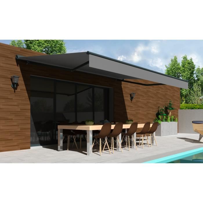 Store Banne Motorise Semi Coffre 4x3 M Gris Structure Grise Anthracite Cover Ombrazur