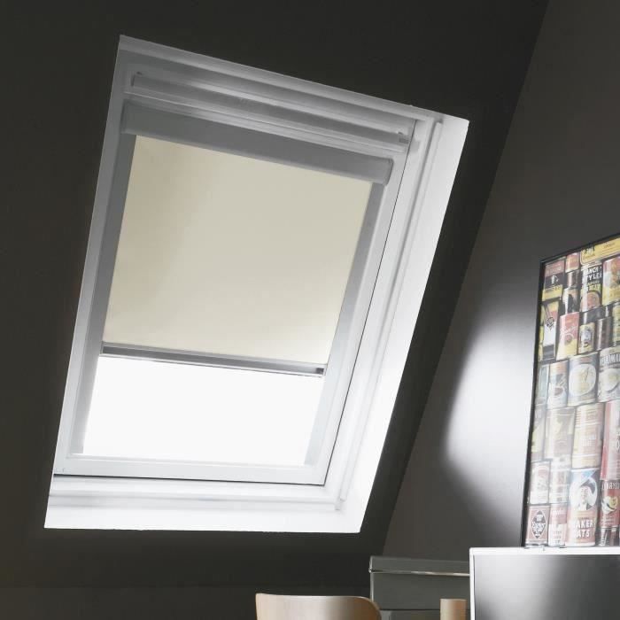 Madecostore Store Enrouleur Occultant Cadre Alu Compatible Velux® - Beige - 97 X 94cm - S06