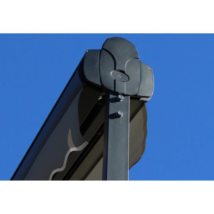 Store double pente manuel 4x2x3m Toile grise et structure grise anthracite texturee GARDEN OMBRAZUR