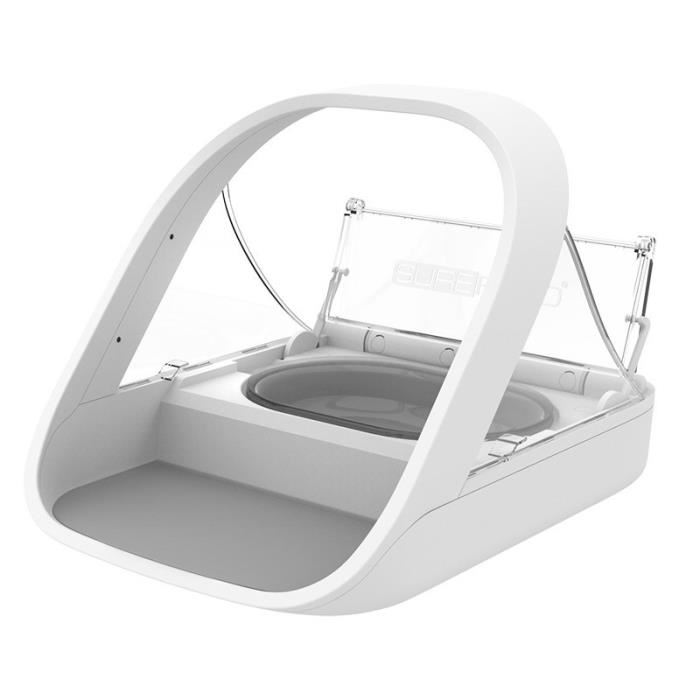 Surefeed Distributeur De Nourriture Croquettes A Puce Electronique Blanc Bol Simple Un Bol Double Un Tapis Et Un Medaillon