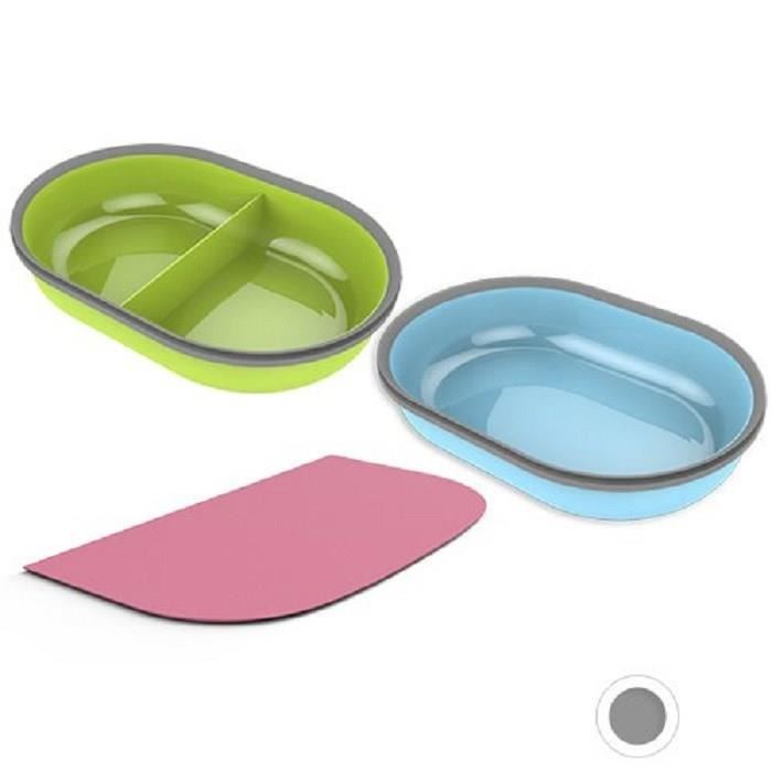 Surefeed Distributeur De Nourriture Croquettes A Puce Electronique Blanc Bol Simple Un Bol Double Un Tapis Et Un Medaillon