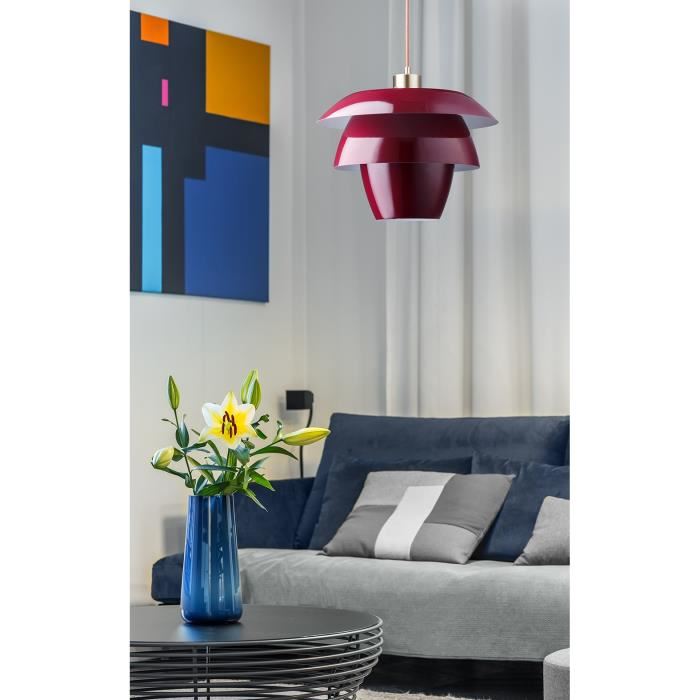 Suspension en metal H 150 O 38 cm Rouge