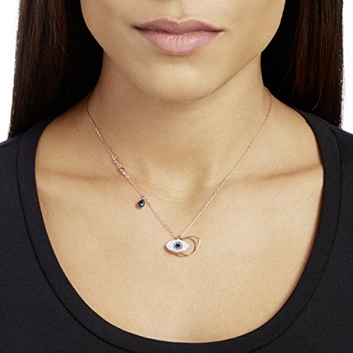 Pendentif - Swarovski - Duo Evil Eye - Metal Dore Rose - Cristaux Multicolores - Garanti 2 Ans