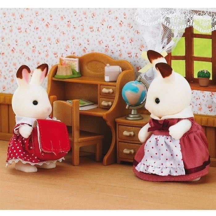 Bureau Pour Enfant Sylvanian Families Soeur Lapin Chocolat Accessoires Inclus