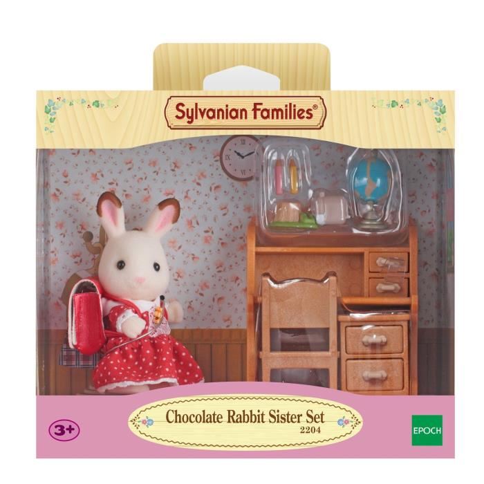 Bureau Pour Enfant Sylvanian Families Soeur Lapin Chocolat Accessoires Inclus