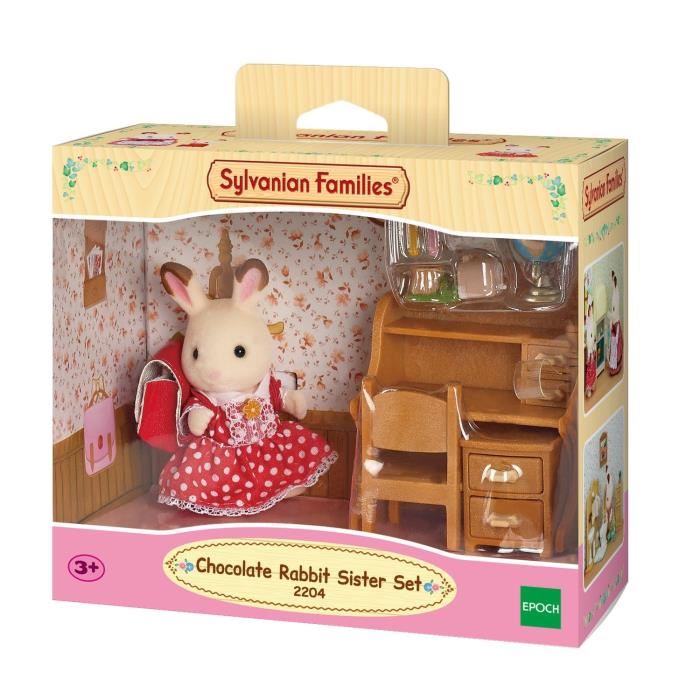 Bureau Pour Enfant Sylvanian Families Soeur Lapin Chocolat Accessoires Inclus