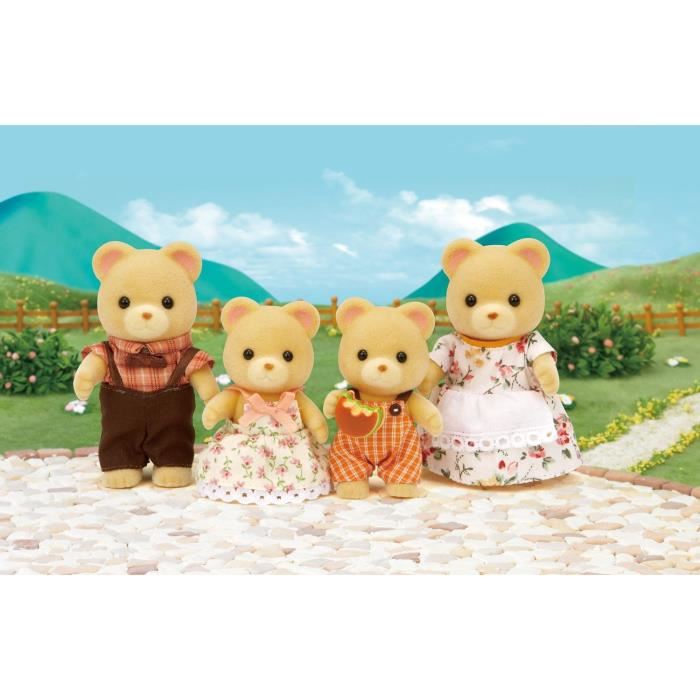Figurines Miniatures Sylvanian Families La Famille Ours 4 Personnages Articules Et Habilles Avec Soin