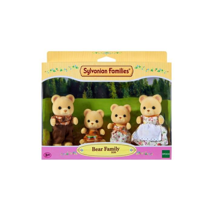 Figurines Miniatures Sylvanian Families La Famille Ours 4 Personnages Articules Et Habilles Avec Soin