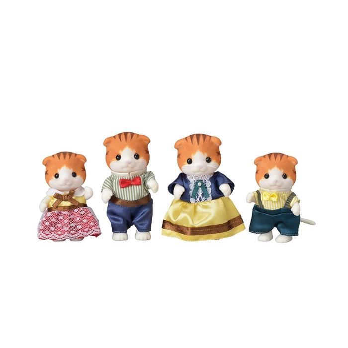 Figurine - Sylvanian Families - 5290 Famille Chats Roux - Articulee Et Habillee - Pour Enfants De 3 Ans Et Plus