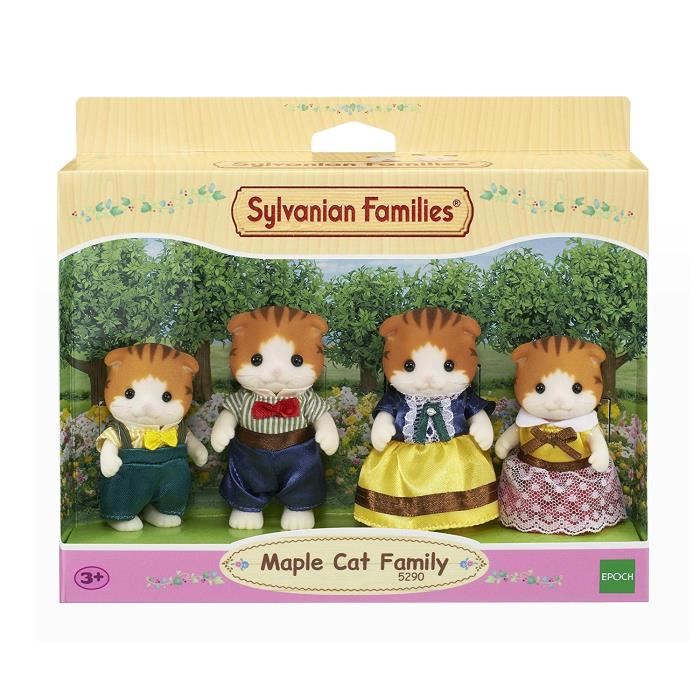 Figurine - Sylvanian Families - 5290 Famille Chats Roux - Articulee Et Habillee - Pour Enfants De 3 Ans Et Plus