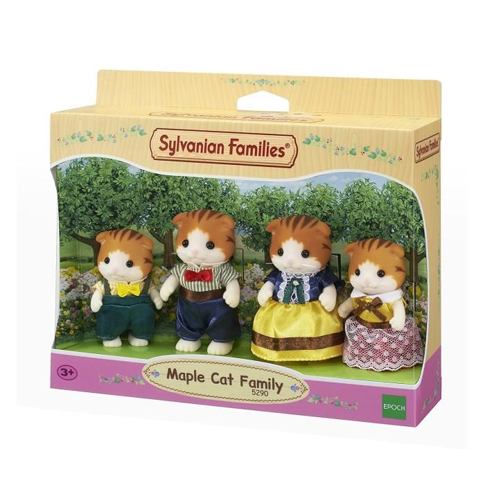 Figurine - Sylvanian Families - 5290 Famille Chats Roux - Articulee Et Habillee - Pour Enfants De 3 Ans Et Plus