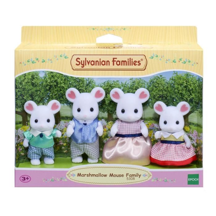 Figurine Famille Souris Marshmallow Sylvanian - Sylvanian Families - 5308 - Articulee Et Habillee - Mixte