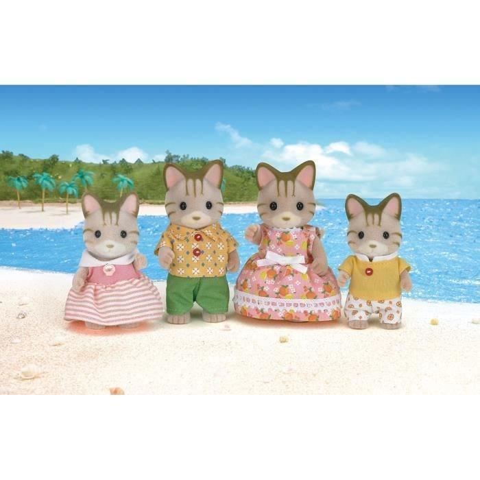 Sylvanian Families - 5180 - Famille Chat Tigre - Les Familles - Articulee Et Habillee - A Partir De 3 Ans