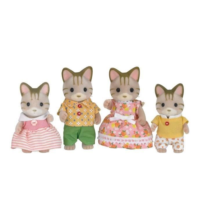 Sylvanian Families - 5180 - Famille Chat Tigre - Les Familles - Articulee Et Habillee - A Partir De 3 Ans