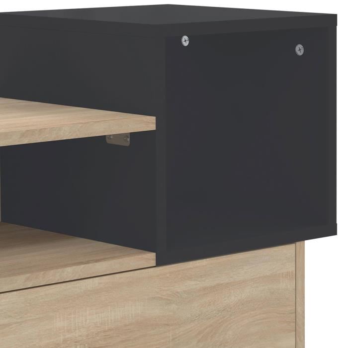 Vestiaire 1 Porte Et 2 Abattants En Bois Naturel Et Noir - Aude