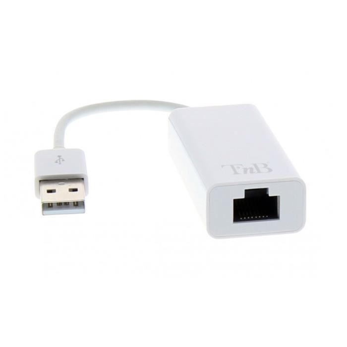 T'nb - Adaptateur Usb 2.0 Vers Rj45 - Blanc - Adausbrj45