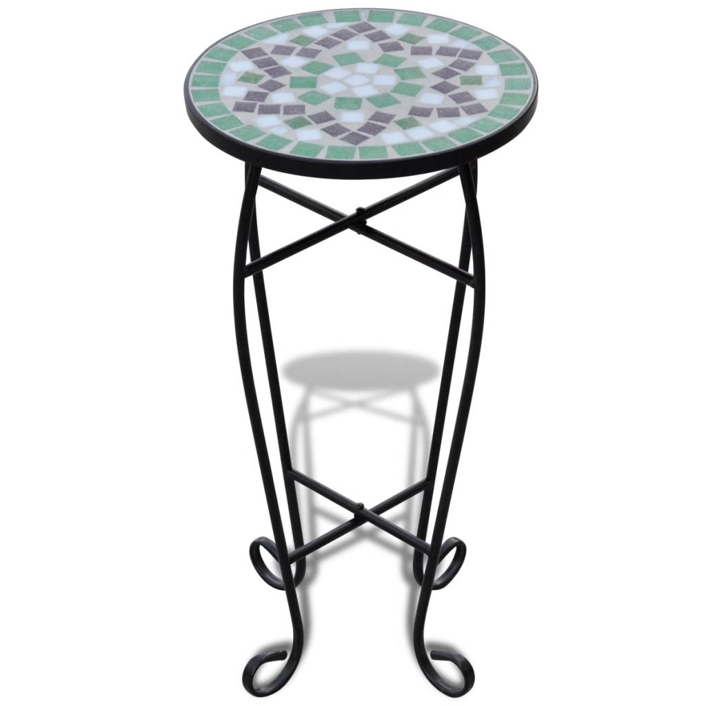 vidaxl Table d39appoint Mosaique Vert et Blanc VIDAXL