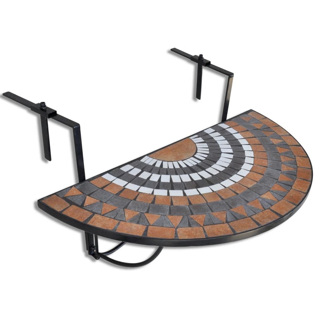 Vidaxl Table Suspendue De Balcon Terre Cuite Et Blanc Mosaique 41126