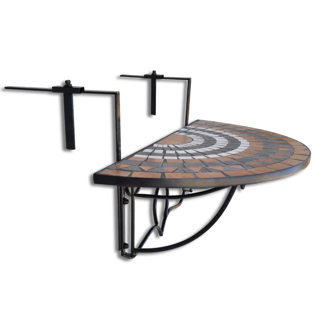 Vidaxl Table Suspendue De Balcon Terre Cuite Et Blanc Mosaique 41126