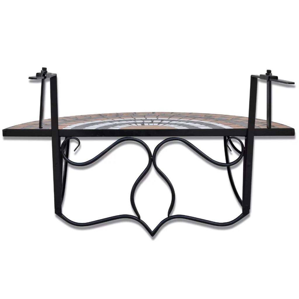 Vidaxl Table Suspendue De Balcon Terre Cuite Et Blanc Mosaique 41126