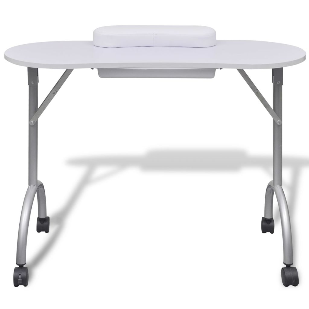 Vidaxl Table De Manucure Pliante Avec Roulettes Mobilier Meuble Portable 110124