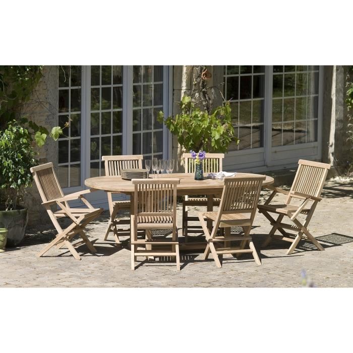 Table En Bois Teck Massif Ovale Extensible De Jardin 150 200 X 90 Cm Jarditeck