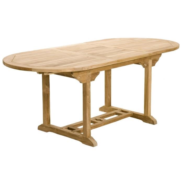 Table En Bois Teck Massif Ovale Extensible De Jardin 150 200 X 90 Cm Jarditeck