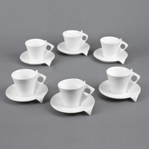 Coffret De Tasses Et Sous-tasses En Porcelaine Blanche - Table Passion - 6 Pieces