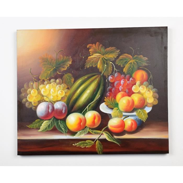 Tableau Deco Fruits  3 -  Peinture A Lhuile  -  50 X 60 X 3 Cm