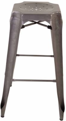 Zago Tabouret De Bar Industriel En Metal Argente Indus