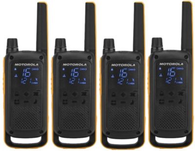 Motorola Talkabout T82 Extreme Quad Pack Portable Radio 2 Bandes Pmr 446 Mhz 16 Canaux Noir, Jaune (pack De 4)