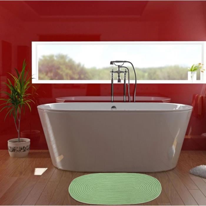 Tapis Salon En Coton Effet Cordage Vert Basilic 50x80