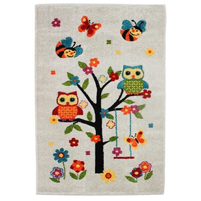 Tapis Enfant Jifu 100x150cm Chouettes Ecru