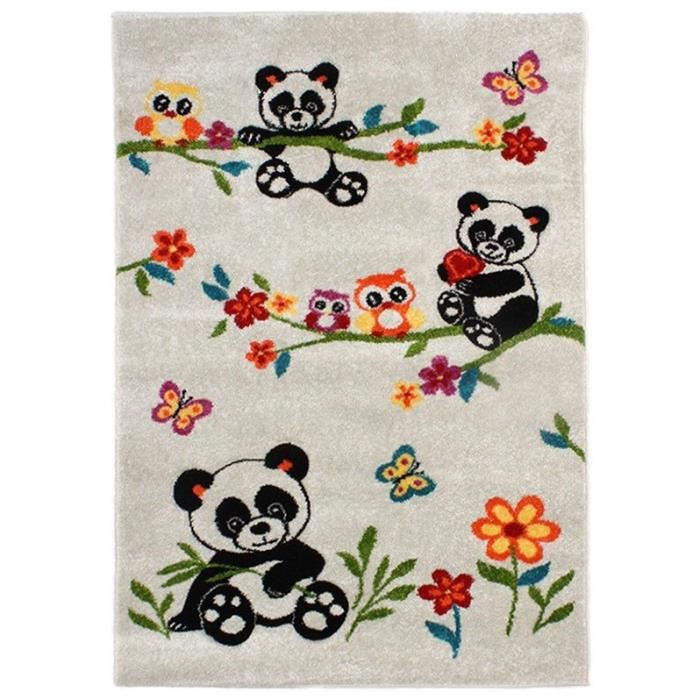 Tapis Chambre Enfant Doux Et Moelleux Motifs Pandas Colorees Panda Fuji 100 X 150 Cm