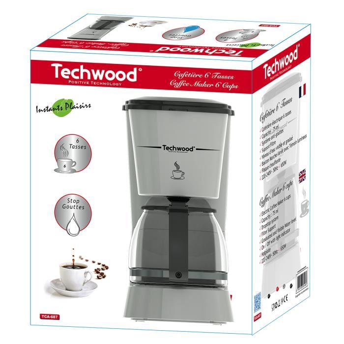 Cafetiere Filtre - Techwood Tca-687 - 6 Tasses - 650w - Blanc