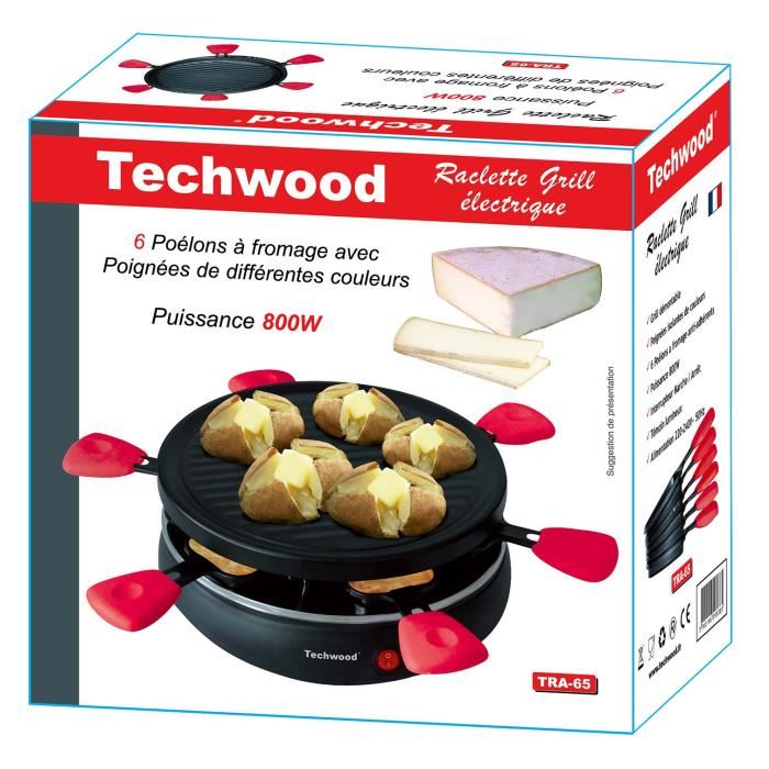 TECHWOOD TRA 65 Appareil a raclette 6 personnes Noir
