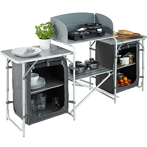 Meuble De Camping - Tectake -cuisine De Camping Pliable Avec Sac De Transport 172 X 52 X 104 Cm - Gris
