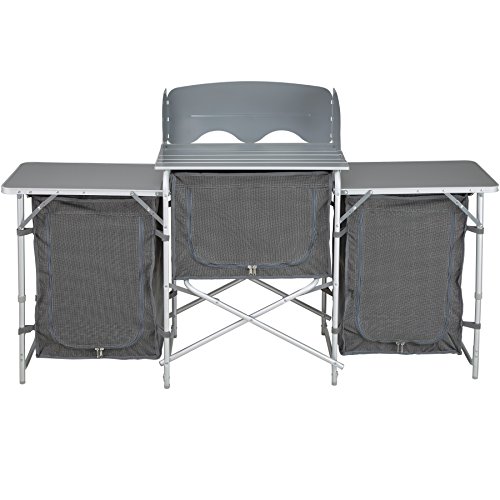 Meuble De Camping - Tectake -cuisine De Camping Pliable Avec Sac De Transport 172 X 52 X 104 Cm - Gris